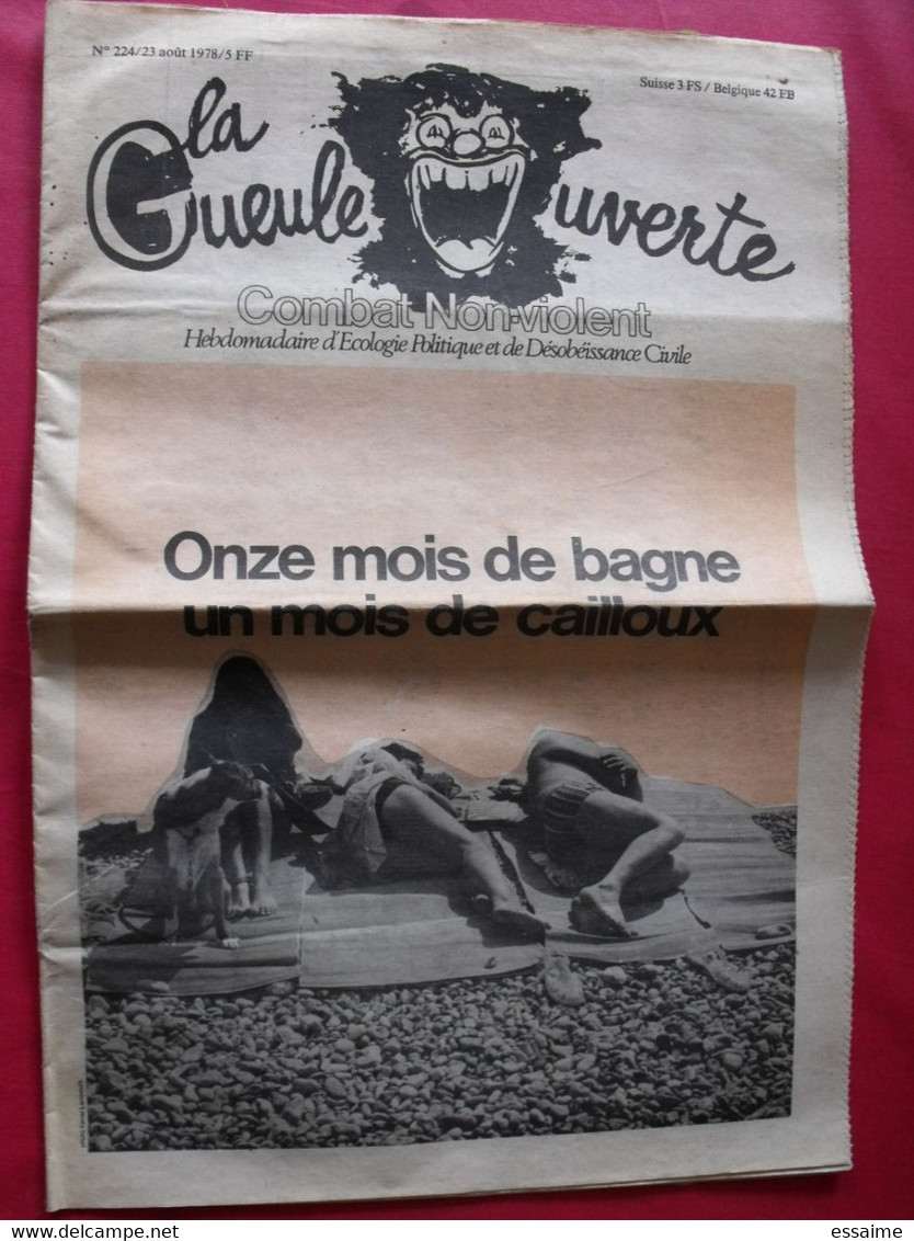 La Gueule Ouverte. Combat Non-violent Hebdo D'écologie Politique. N° 224 De 1978. Cabu Petit-roulet - Política