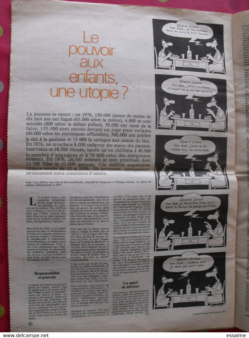 La Gueule Ouverte. Combat Non-violent Hebdo D'écologie Politique. N° 224 De 1978. Cabu Petit-roulet - Politics