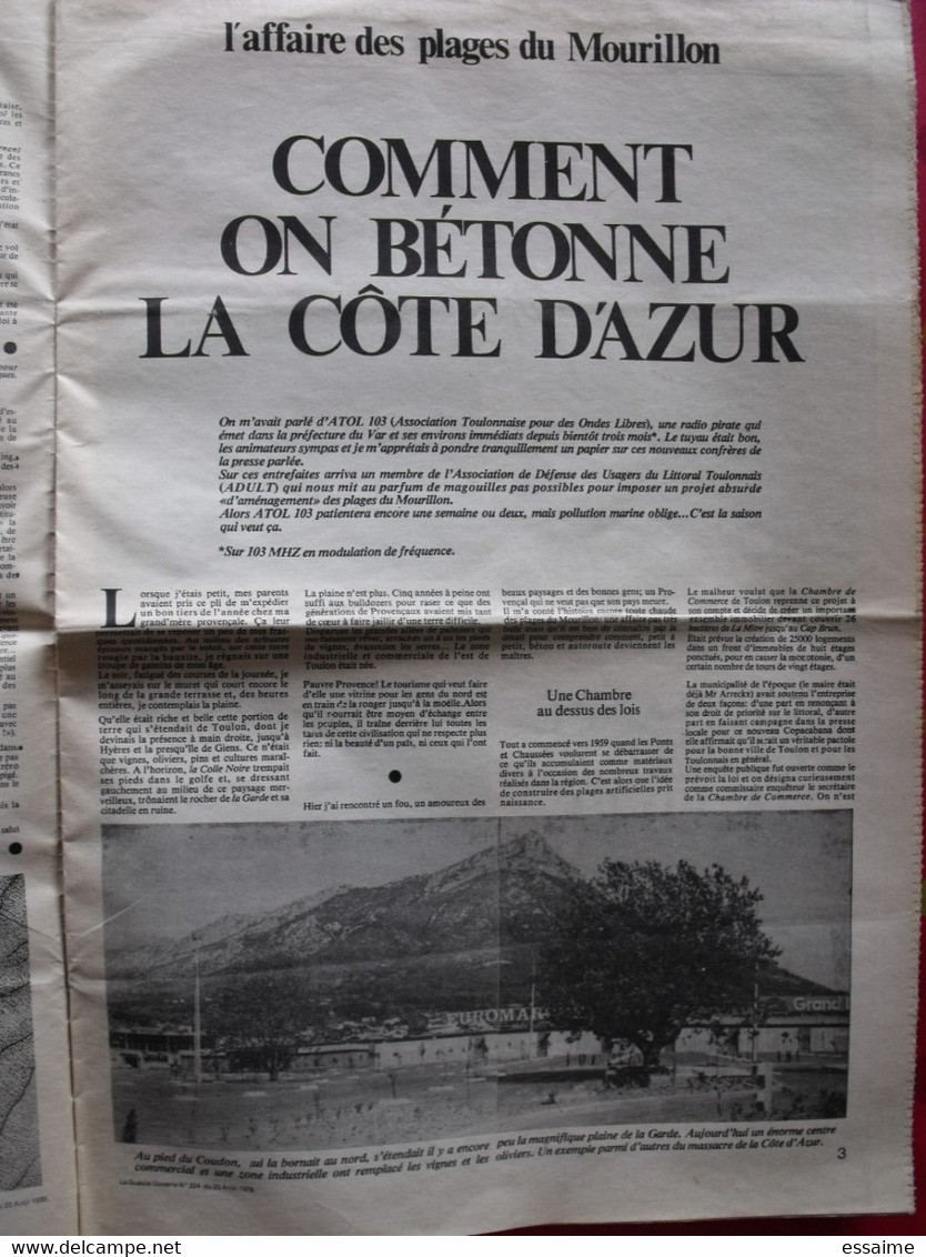 La Gueule Ouverte. Combat non-violent hebdo d'écologie politique. n° 224 de 1978. cabu petit-roulet