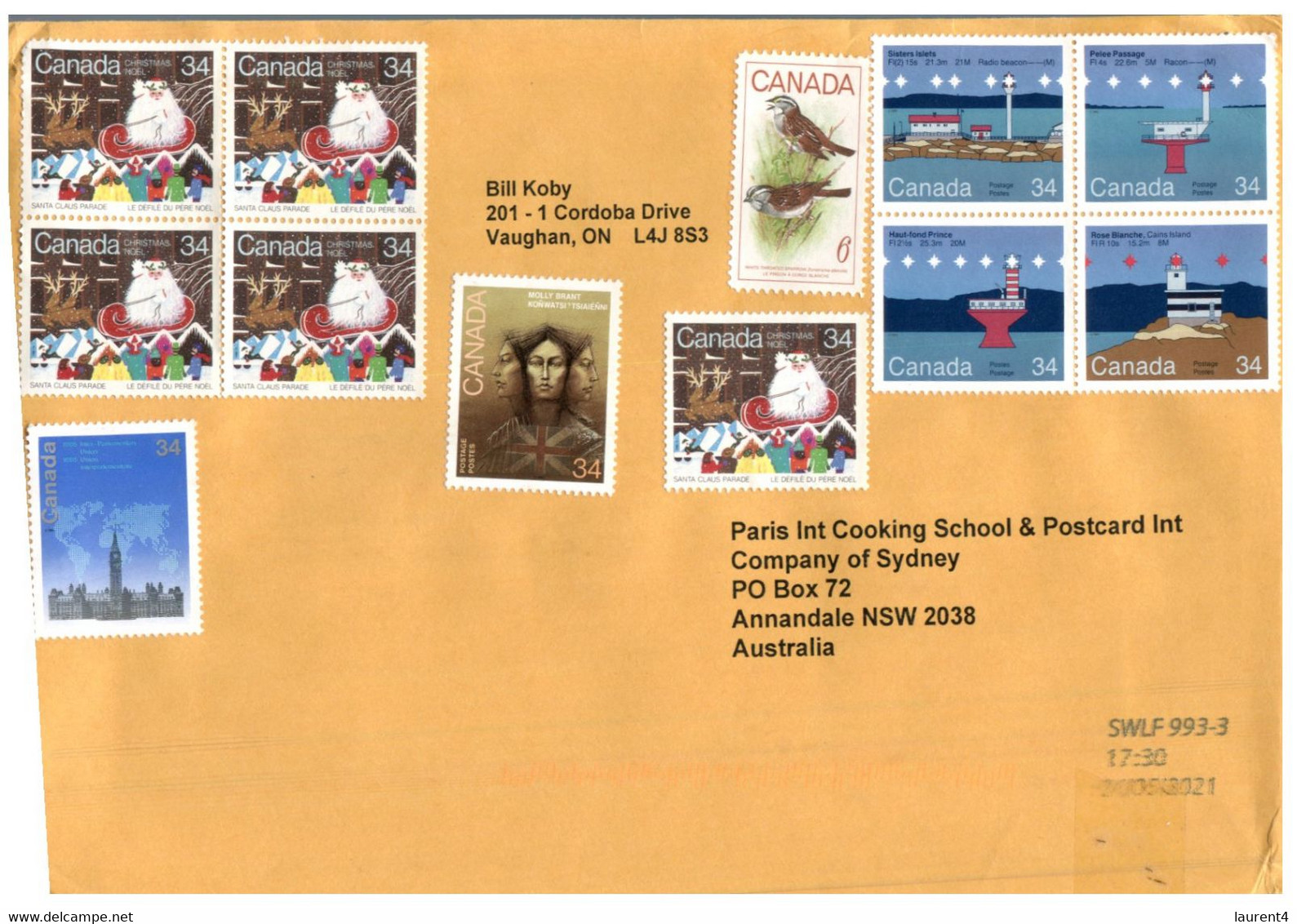 (RR 26) Canada Posted To Australia (during Pandemic COVID-19) 1 Un-cencelled Cover (23 X 16 Cm) - Briefe U. Dokumente