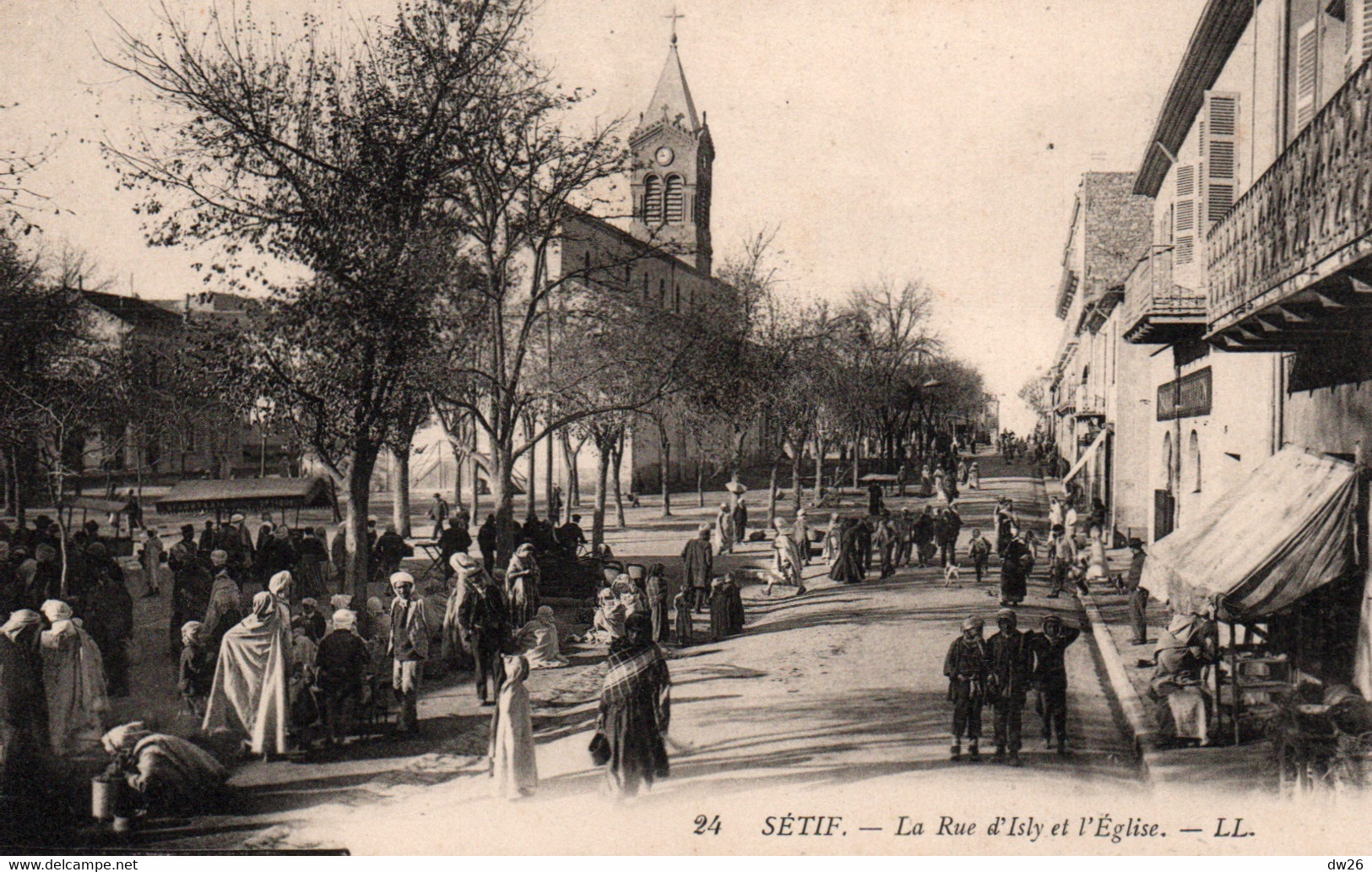 Sétif (Algérie) Rue D'Isly Et L'Eglise - Carte LL N° 24 - Setif