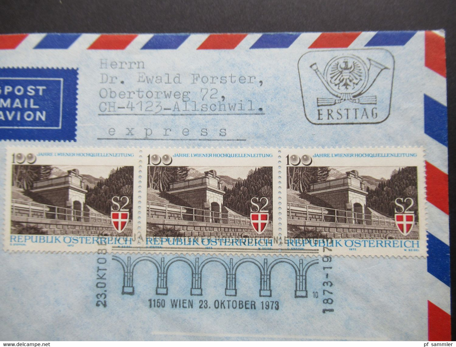 Österreich 1973 FDC / Flugpost / Durch Eilboten / Express 3 Belege mit SST in die Schweiz gesendet mit Ank. Stempel