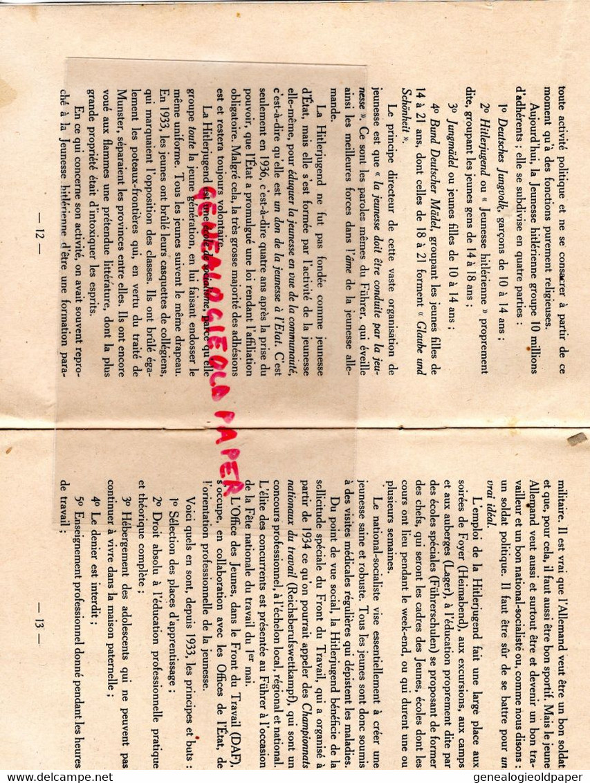 03-VICHY- LIVRET LA JEUNESSE ALLEMANDE 1942-CHANTIERS JEUNESSE-PETAIN-COLLABORATION- HITLERJUGEND-FRITZ BRAN-POTSDAM- - Guerra 1939-45