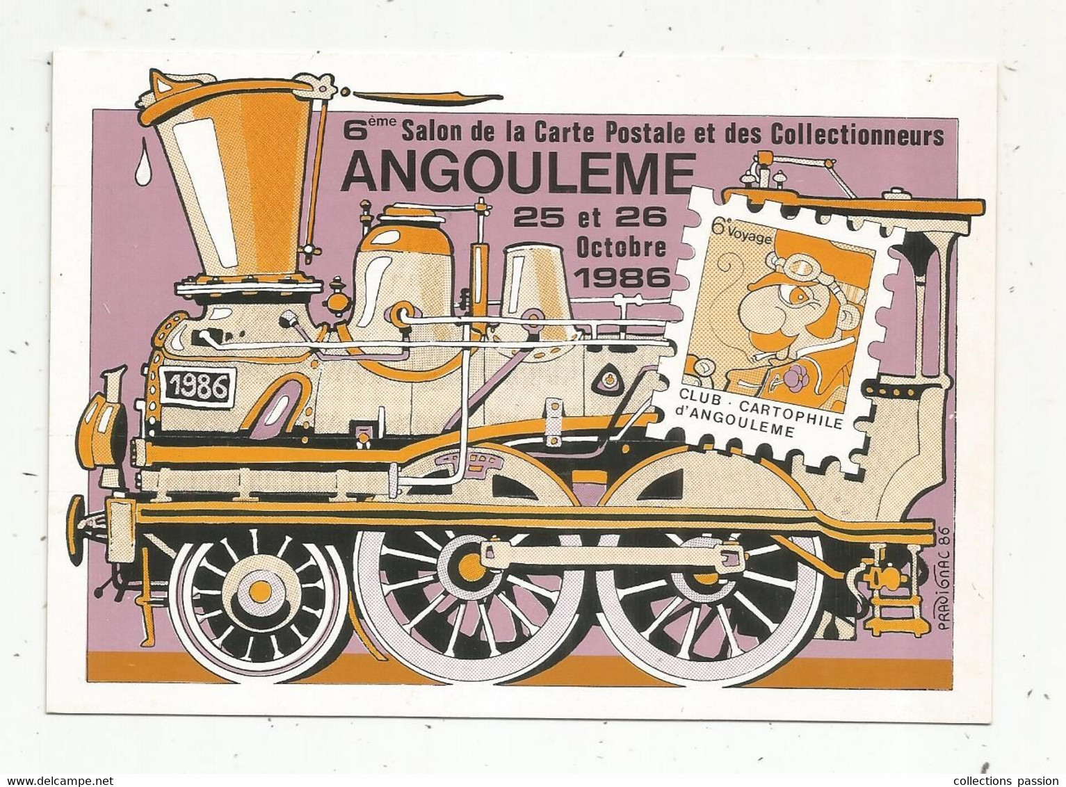 Cp, Bourses & Salons De Collections, 6 E Salon De La Carte Postale ,théme : LES CHEMINS DE FER , 1986,Angoulème - Sammlerbörsen & Sammlerausstellungen