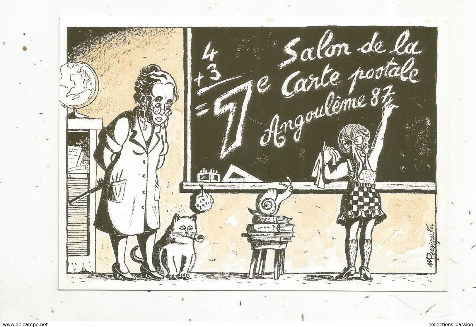 Cp, Bourses & Salons De Collections, 7 E Salon De La Carte Postale ,1987 ,Angoulême , Théme: Les écoles Et L'ensignement - Bourses & Salons De Collections