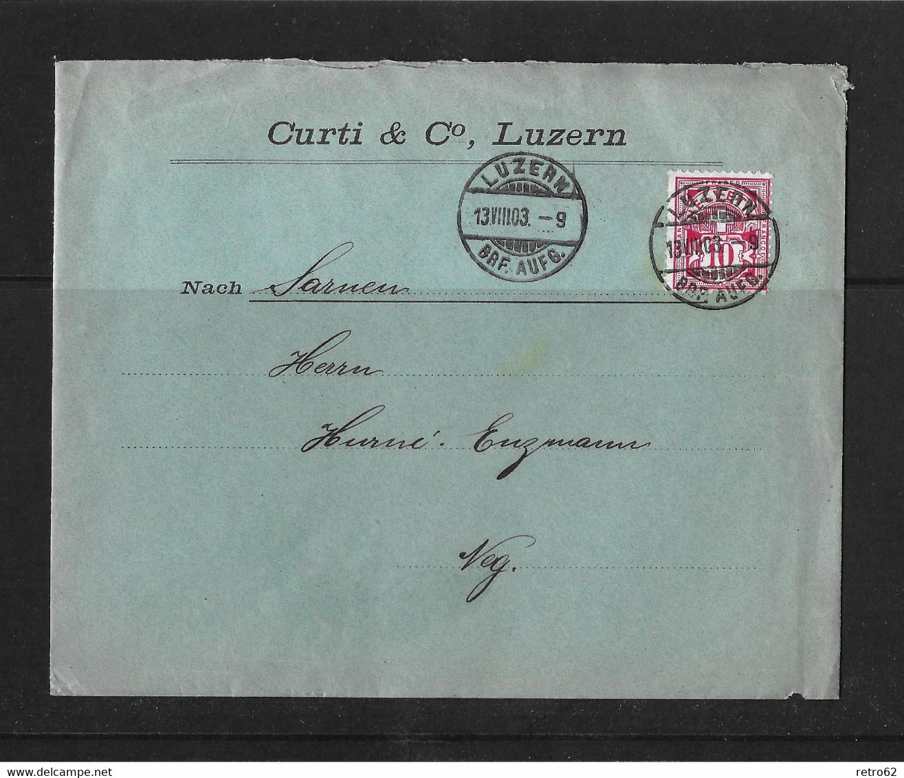 1903 HEIMAT LUZERN → Briefumschlag Curti & Co. Luzern Nach Sarnen - Brieven En Documenten