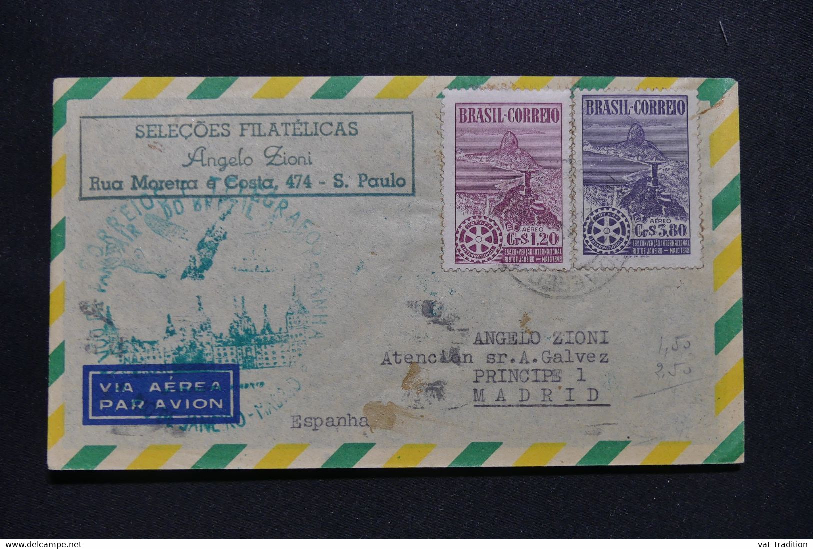 BRÉSIL - Enveloppe Commerciale De Sao Paulo Pour L 'Espagne Par Avion - L 99641 - Cartas & Documentos