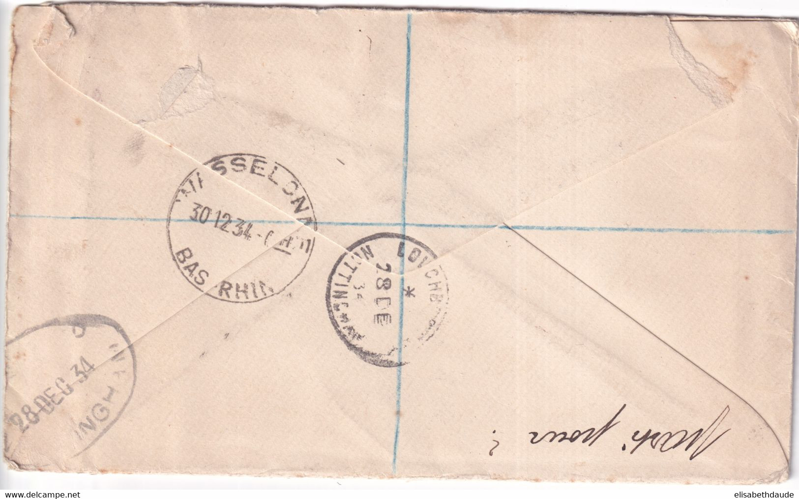 GB - 1934 - GEORGE V Sur ENVELOPPE RECOMMANDEE De NOTTINGHAM => WASSELONNE (BAS-RHIN) => MUNSTER - Covers & Documents