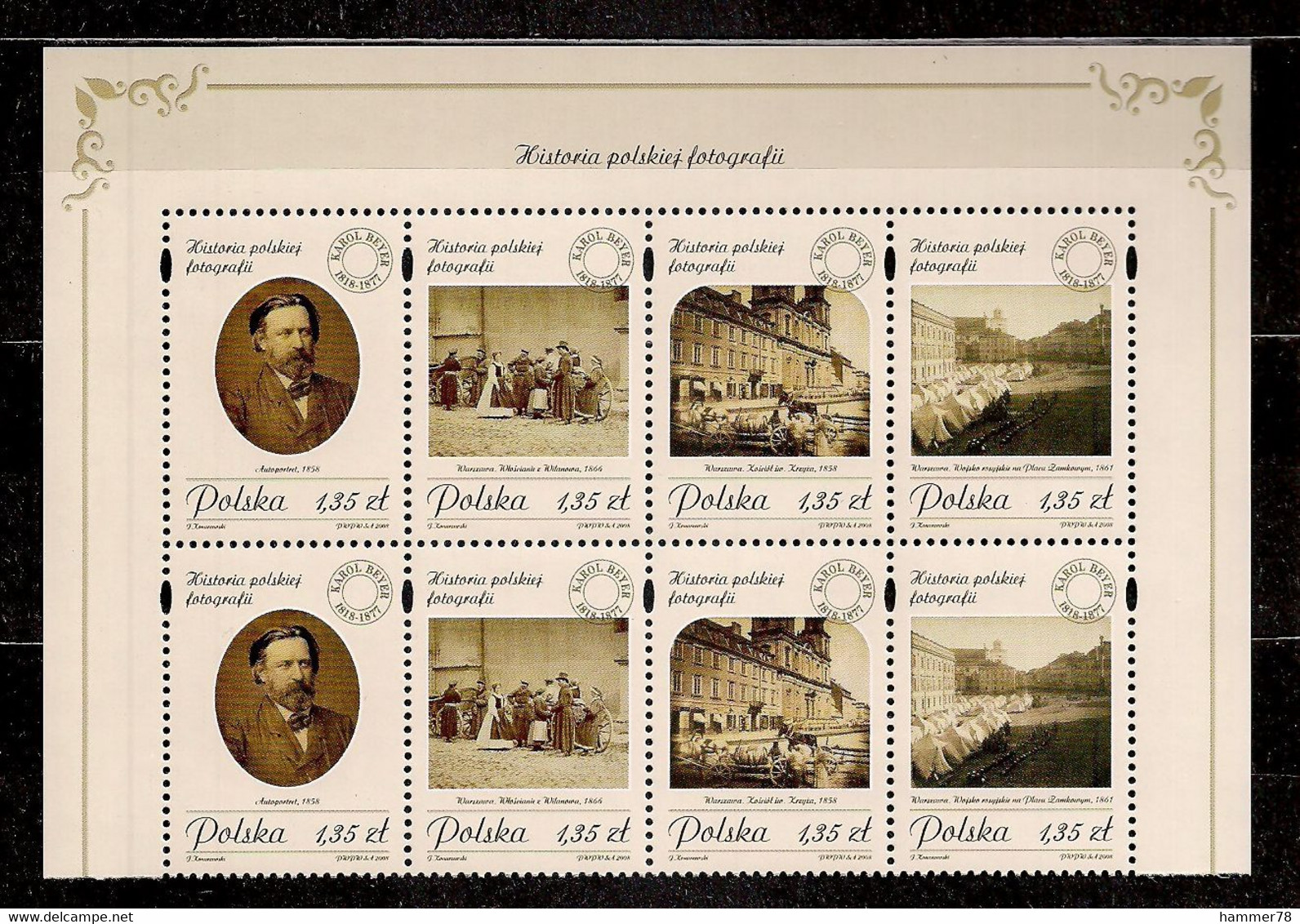 POLAND 2008 HISTORY Of POLISH PHOTOGRAPHY KAROL BEYER BLOCK Of 8 N MNH - Ongebruikt