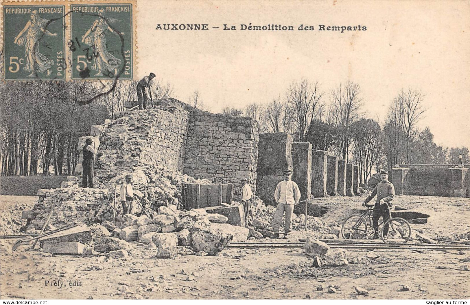 CPA 21 AUXONNE LA DEMOLITION DES REMPARTS - Auxonne