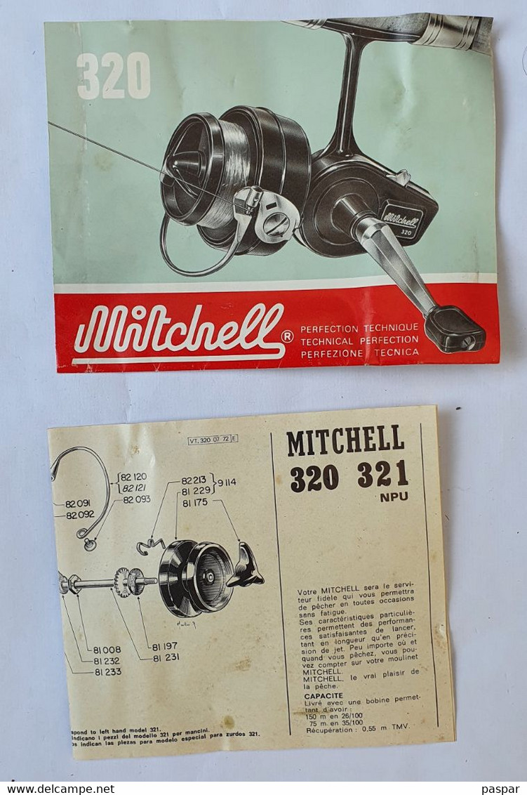 Ancien moulinet Mitchell 320 Avec sa boite et sa notice 1973