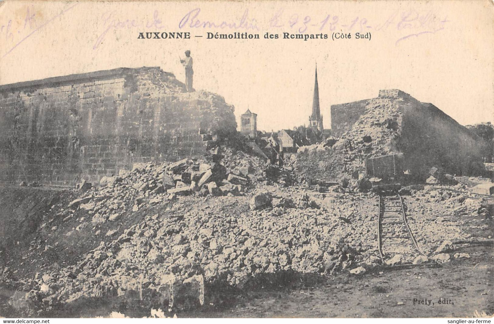 CPA 21 AUXONNE LA DEMOLITION DES REMPARTS COTE SUD - Auxonne