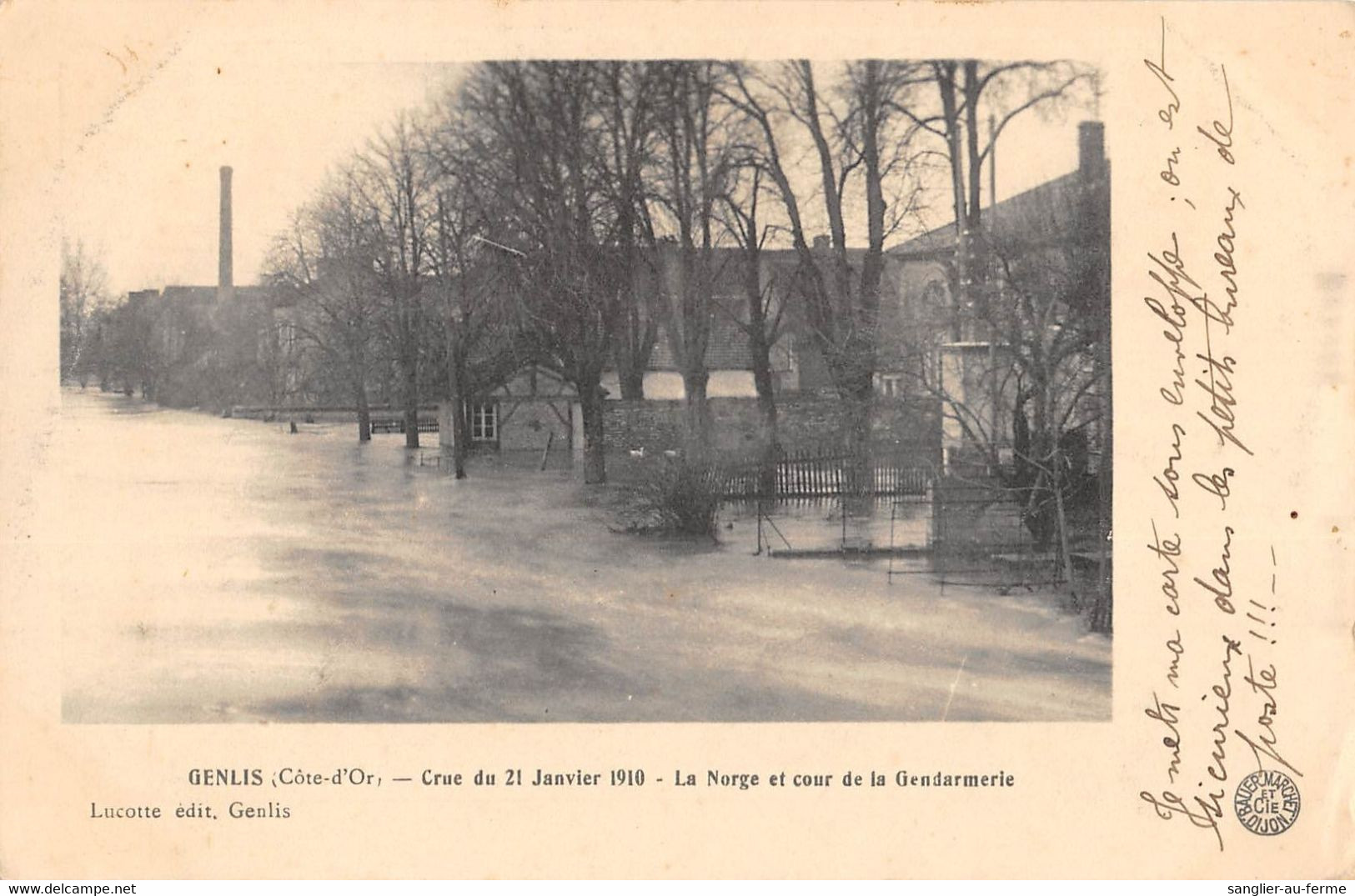 CPA 21 GENLIS CRUE 1910 LA NORGE ET COUR DE LA GENDARMERIE - Autres & Non Classés