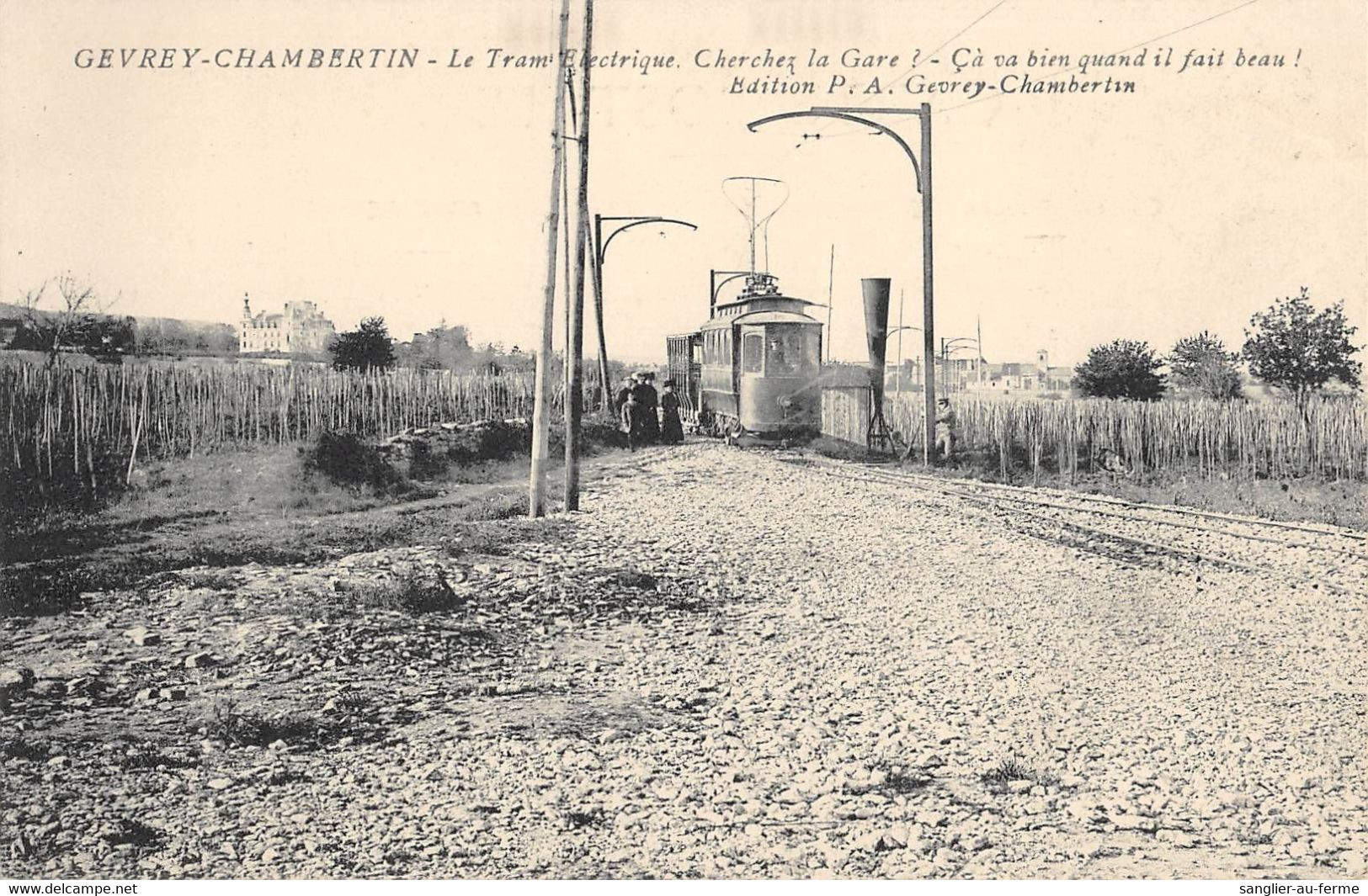 CPA 21 GEVREY CHAMBERTAIN LE TRAM ELECTRIQUE - Gevrey Chambertin