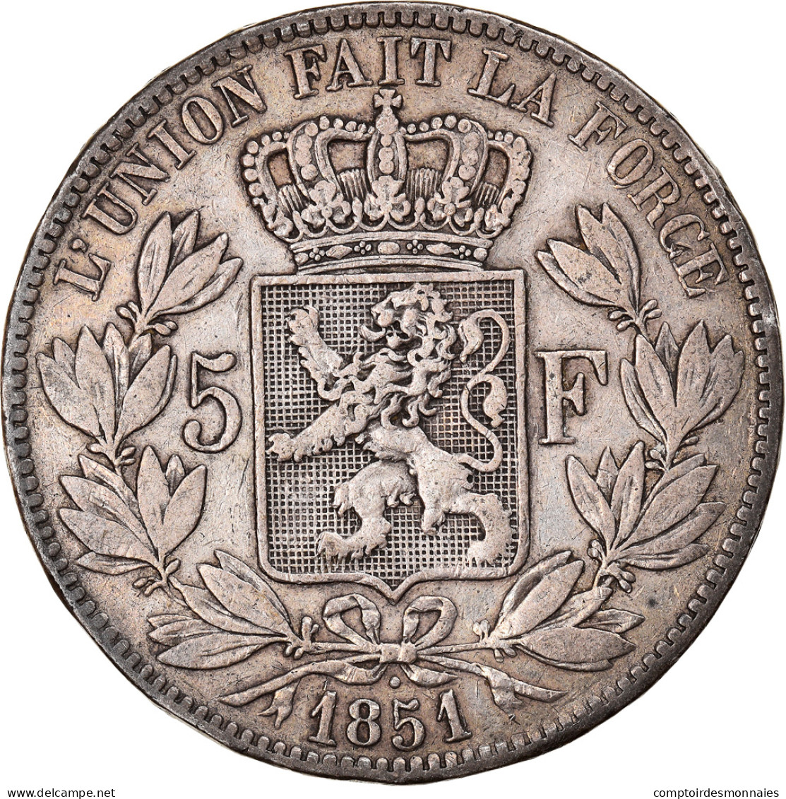 Monnaie, Belgique, Leopold I, 5 Francs, 5 Frank, 1851, Bruxelles, TB+, Argent - 5 Francs