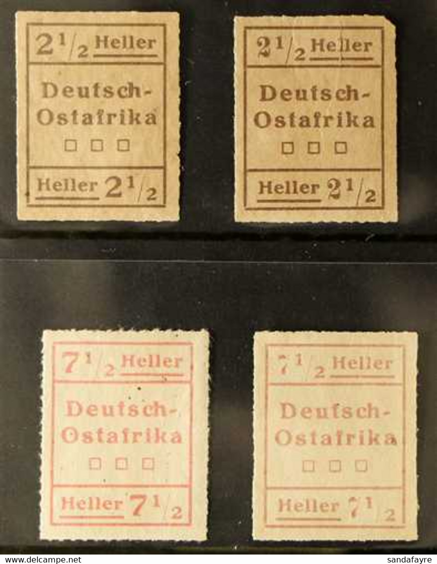 GERMAN EAST AFRICA WUGA PROVISIONALS 1916 2½h Blackish Brown Type I & Type II (this With Small Faults) And 7½h Red Type  - Other & Unclassified