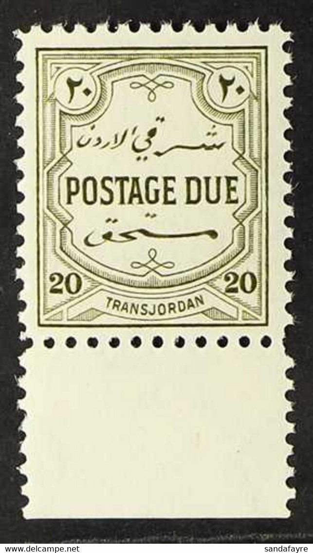 POSTAGE DUES 1944 20m Olive Green, SG D248, Very Fine Marginal Never Hinged Mint. For More Images, Please Visit Http://w - Giordania