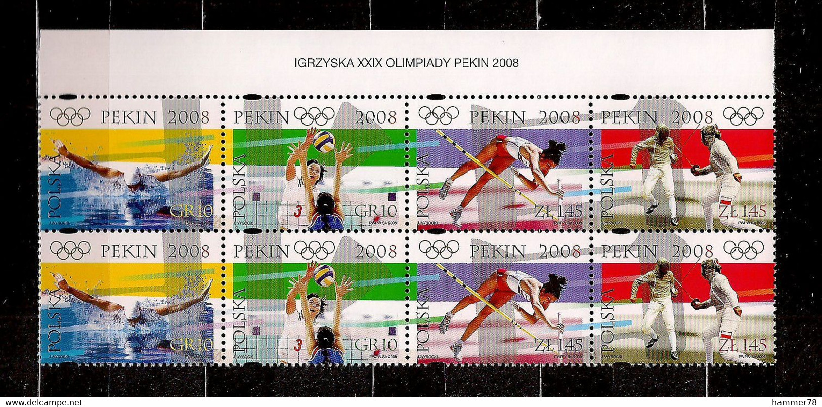 POLAND 2008 OLIMPIC GAMES In PEKING Set BLOCK Of 8 N MNH - Ongebruikt