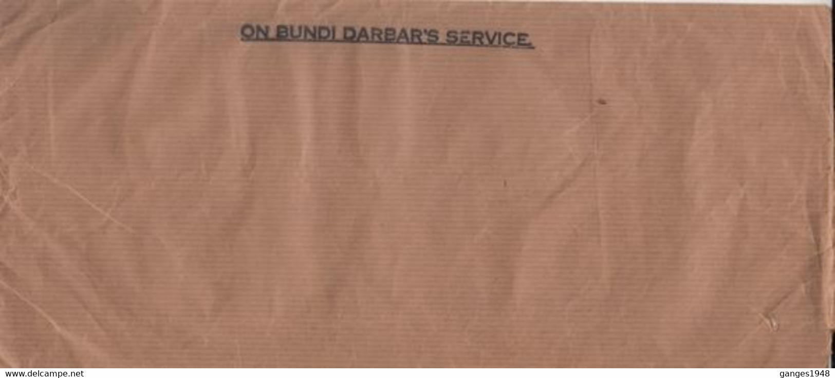 Bundi State  India 1939  Unfranked Darbar Servoce Envelope Delivered By Messanger #  33037 D  Inde  Indien - Bundi