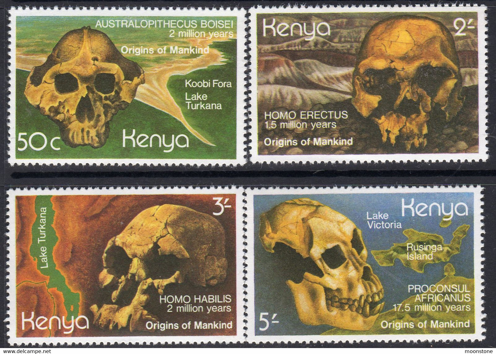 Kenya 1982 Origins Of Mankind Skulls Set Of 4, MNH, SG 225/8 (BA2) - Kenia (1963-...)