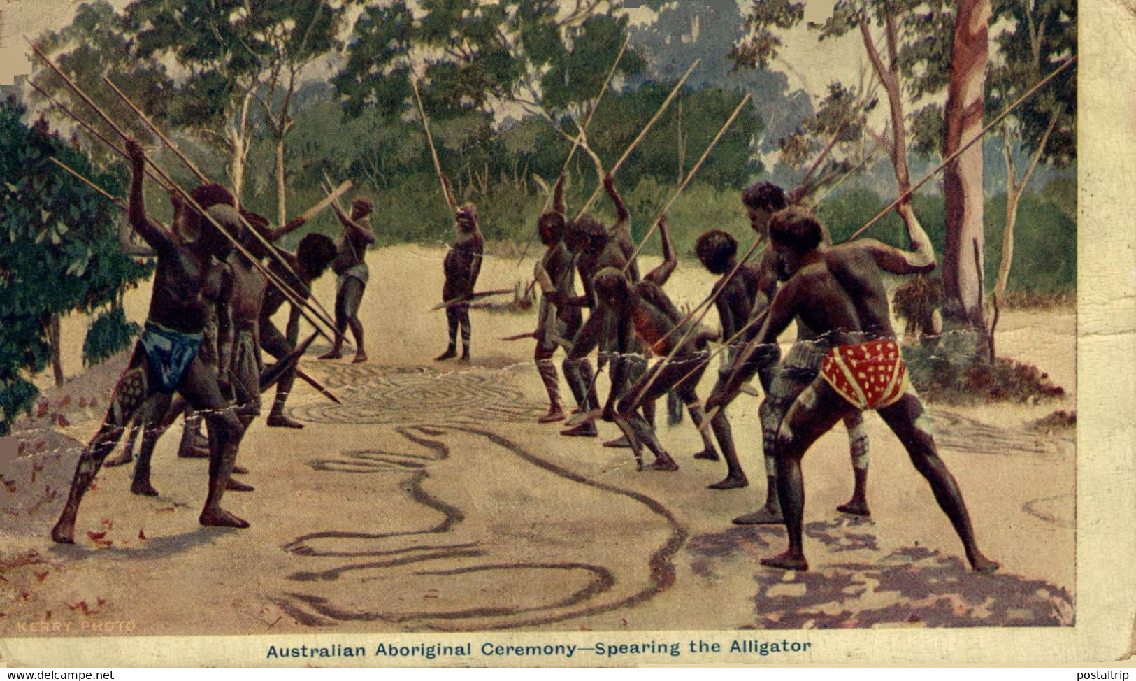 AUSTRALIAN ABORGINAL CEREMONY SPEARING THE ALLIGATOR   AUSTRALIA - Aborigènes