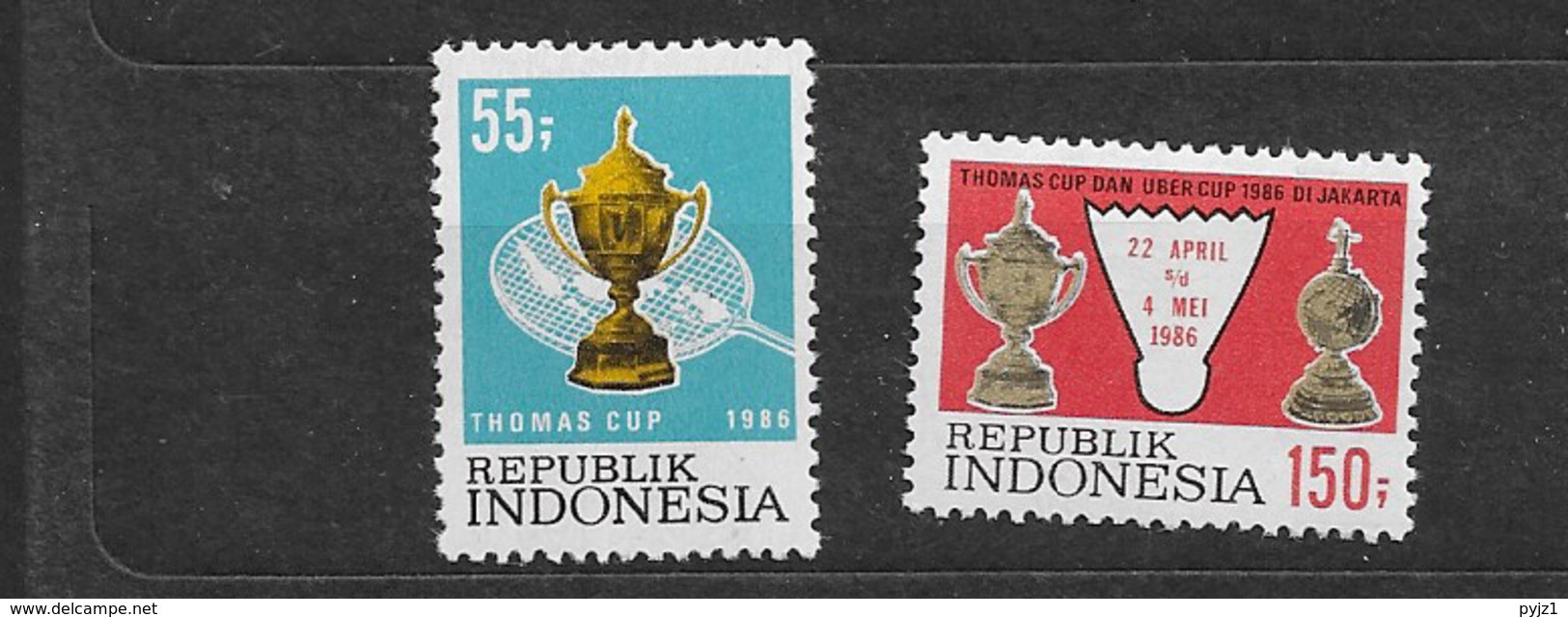 1986 MNH Indonesia, Michel 1196-97 Postfris** - Badminton