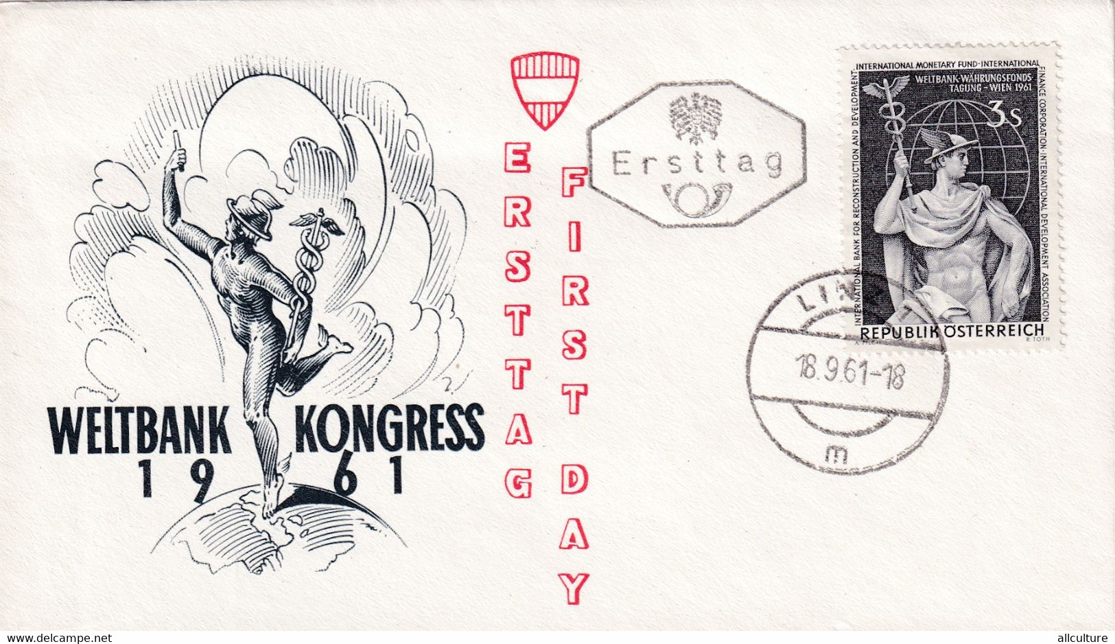 A8383- WELTBANK KONGRESS 1961, ERSTTAG, LINZ 1961 REPUBLIK OESTERREICH AUSTRIA USED STAMP ON COVER - Covers & Documents