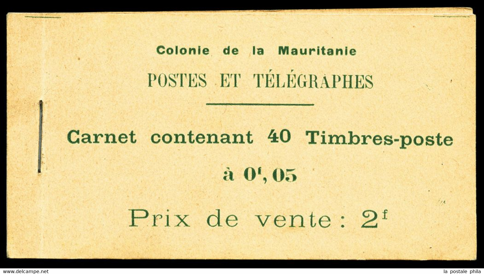 N°1b ** Mauritanie: 40 Timbres, 5c Vert-jaune (N°20) Sur Papier Couché, TB (certificat) - Autres & Non Classés