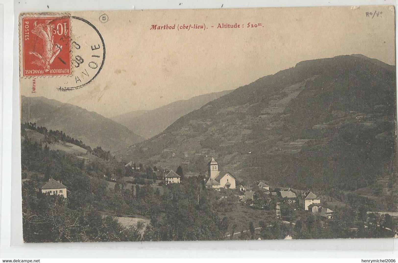 73 Savoie Marthod Chef Lieu Cachet Ugine 1909 - Andere & Zonder Classificatie