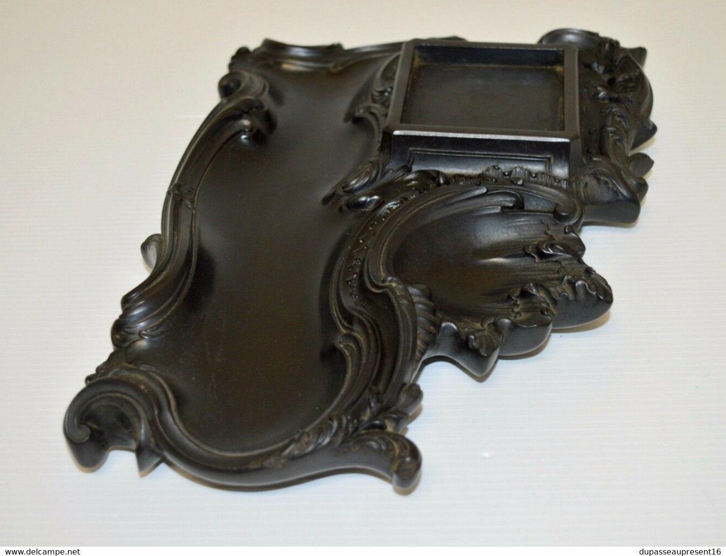 SUPPORT ENCRIER NAPOLEON III Style LOUIS XV ROCAILLE EBONITE GUTTA PERCHA XIXe COLLECTION DECO VITRINE - Inkwells