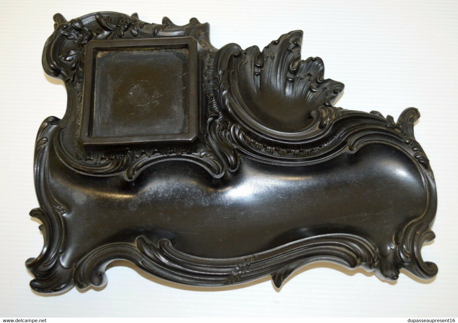 SUPPORT ENCRIER NAPOLEON III Style LOUIS XV ROCAILLE EBONITE GUTTA PERCHA XIXe COLLECTION DECO VITRINE