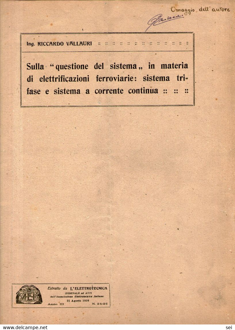 B 4322 - Elettrificazioni Ferroviarie, 1916 - Textes Scientifiques