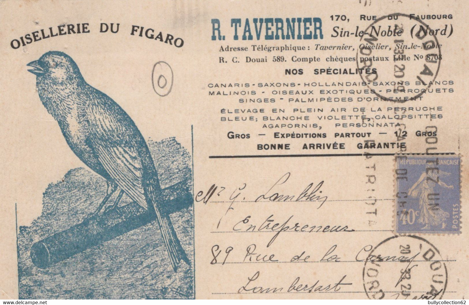 CPA - SELECTION  - SIN LE NOBLE - Oisellerie Du Figaro - R -TAVERNIER - Sin Le Noble