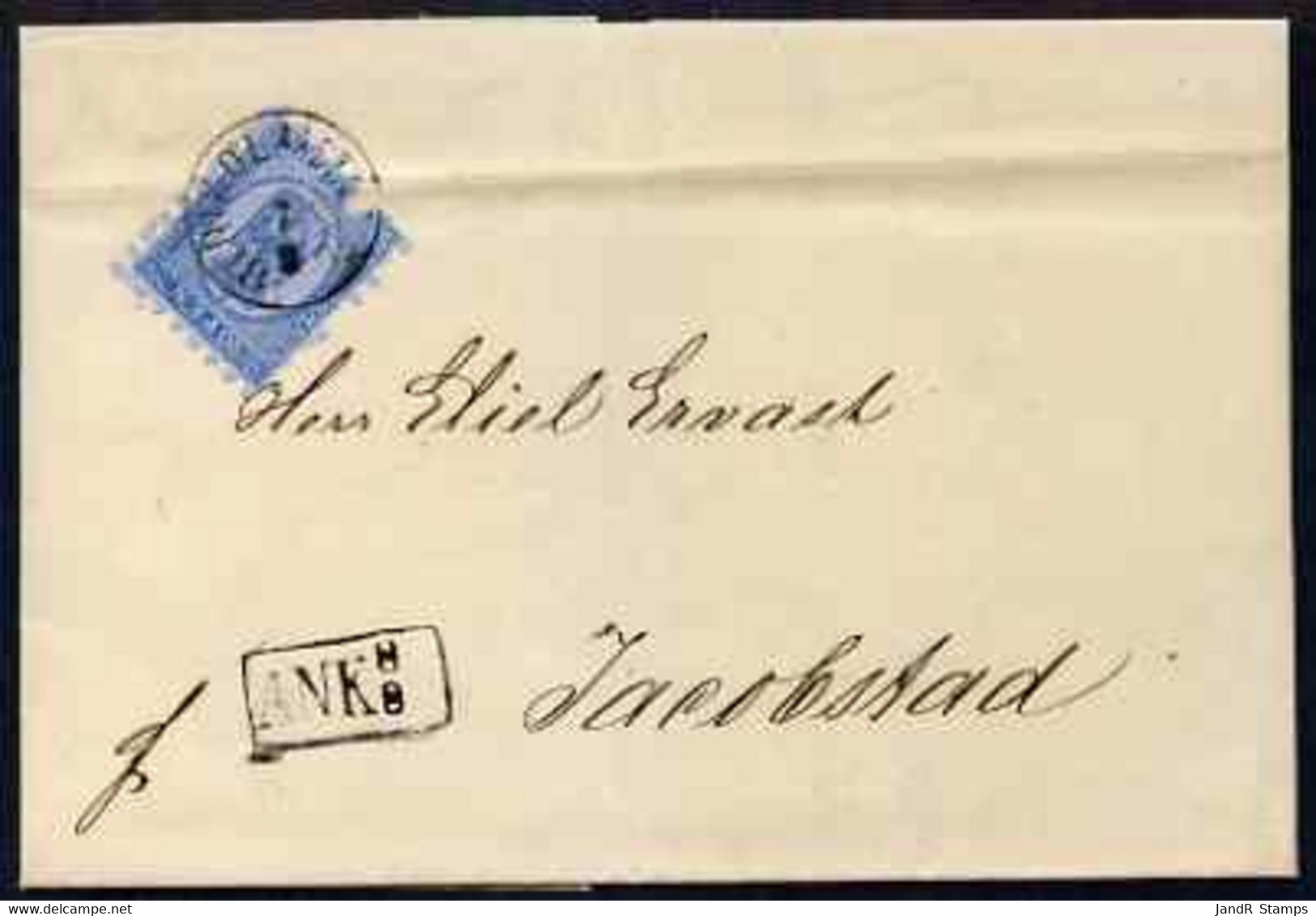 Finland 1875 Entire Bearing Michel 8C With Black Boxed ANK 88, Light Filing Crease Through Adhesive - Sonstige & Ohne Zuordnung