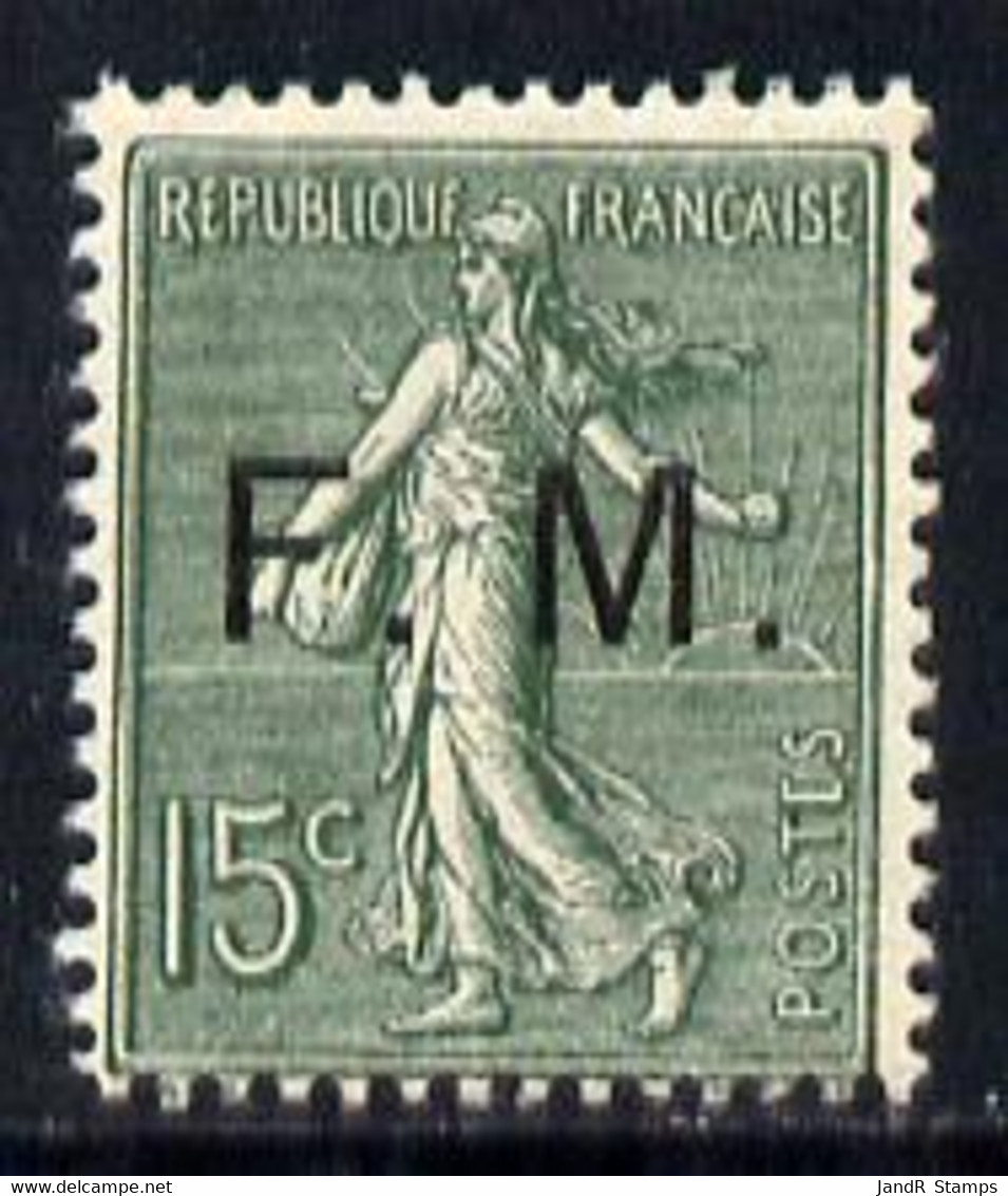 France 1904 Military Frank - FM Opt'd On 15c Slate-green Mounted Mint  SG M324 - Other & Unclassified