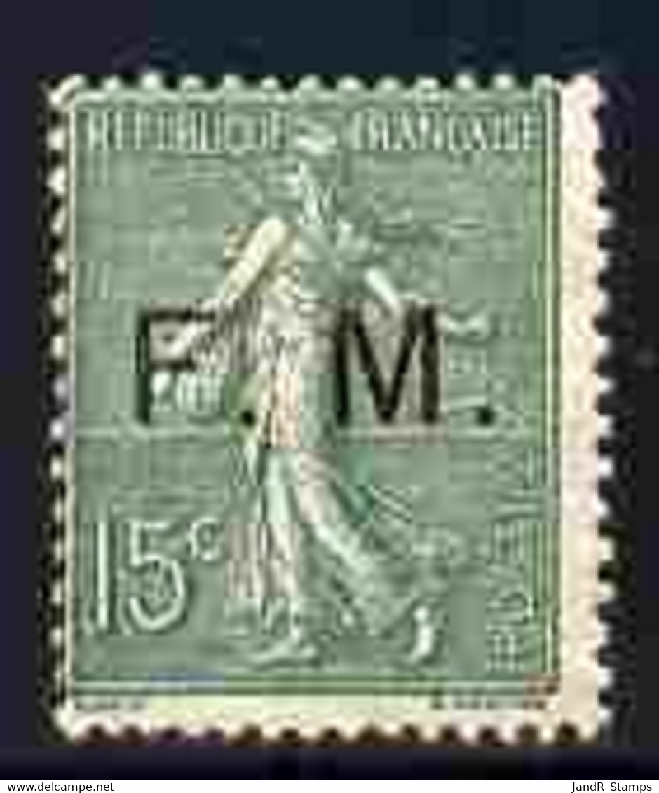 France 1904-03 Military Frank 15c Slate-green Overprinted FM Mounted Mint SG M324 - Other & Unclassified