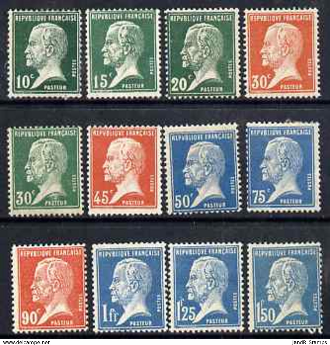 France 1923 Pasteur Complete Set Of 12 Mounted Mint Or Unmounted, SG 396-400d - Autres & Non Classés