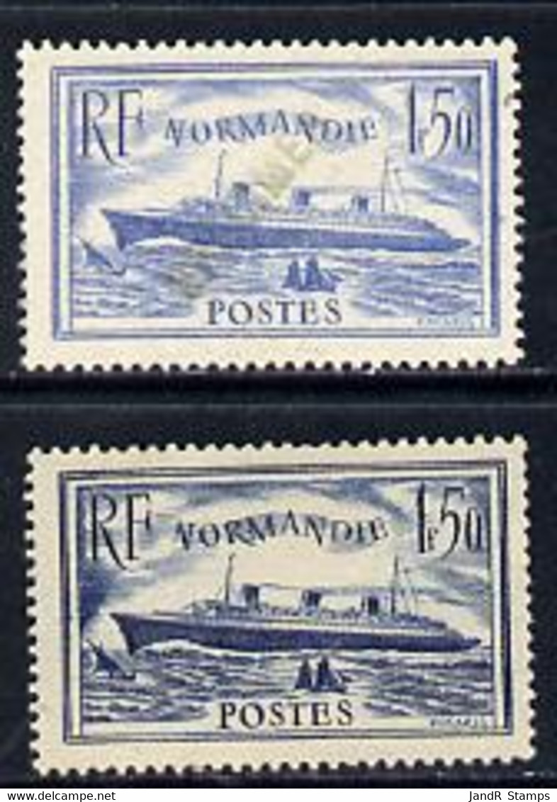 France 1935 SS Normandie SG 526 & 526a Pair Without Gum Handstamped SPECIMEN By A Receiving Authority, Extremely Scarce - Andere & Zonder Classificatie