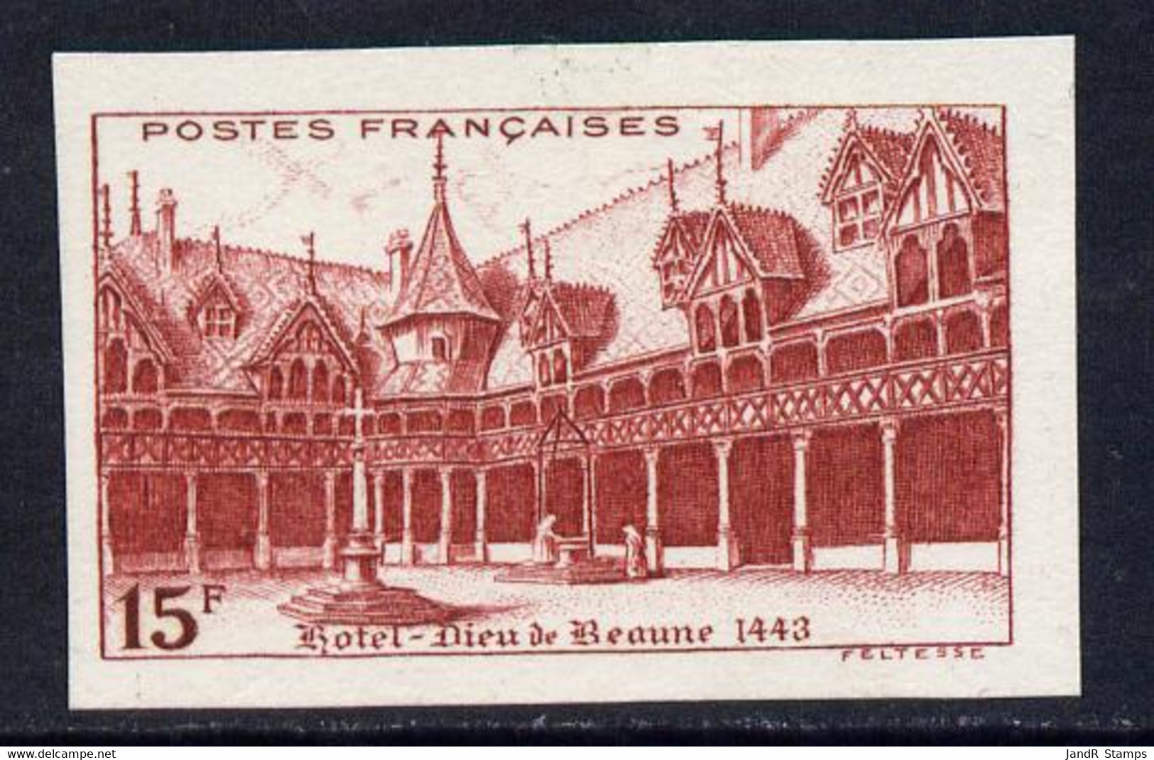 France 1941 Views 15c Imperf Colour Trial In Brown-red Mounted Mint As SG 700 - Altri & Non Classificati