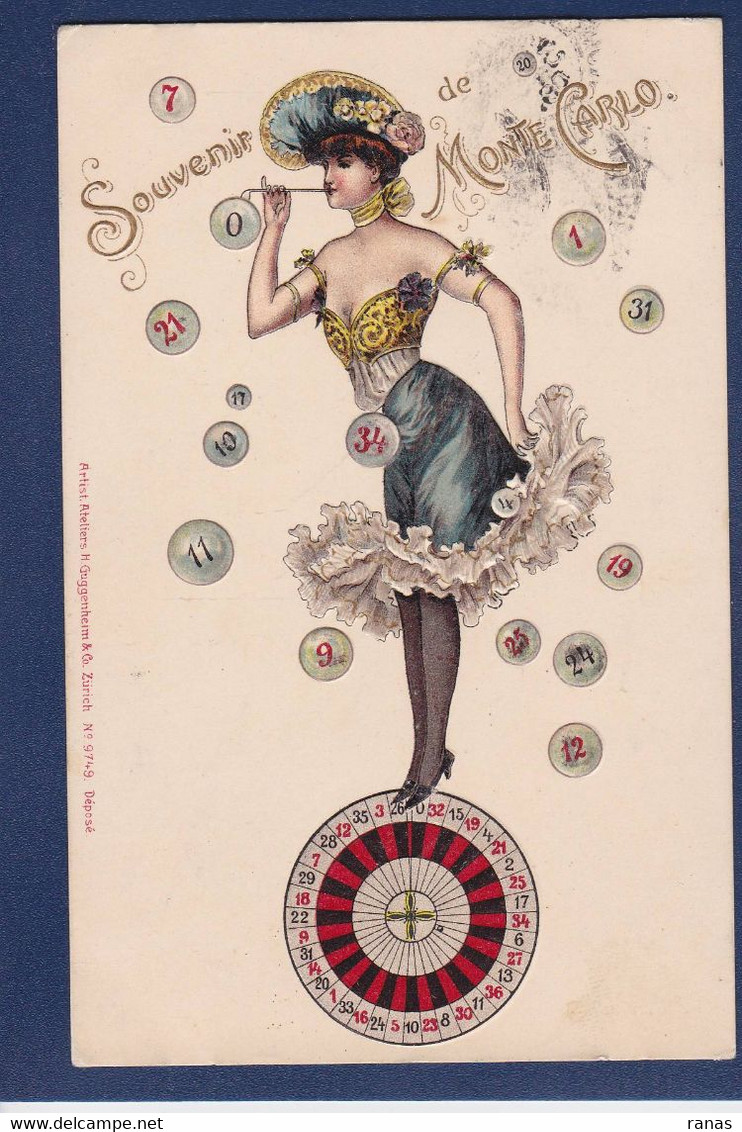 CPA Monaco Monte Carlo Jeu Casino Circulé Femme Woman Art Nouveau - Monte-Carlo