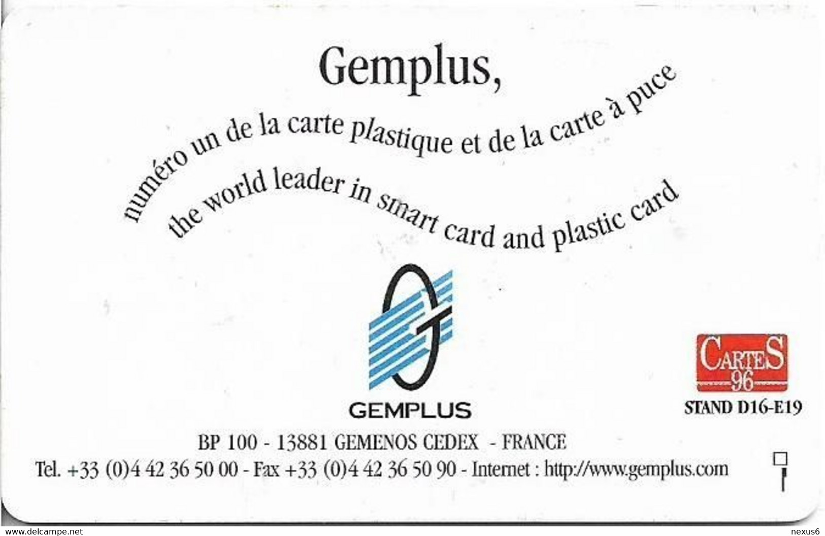 Gemplus Demo - The World Leader In Smart Cards, Cartes '96 - Andere & Zonder Classificatie