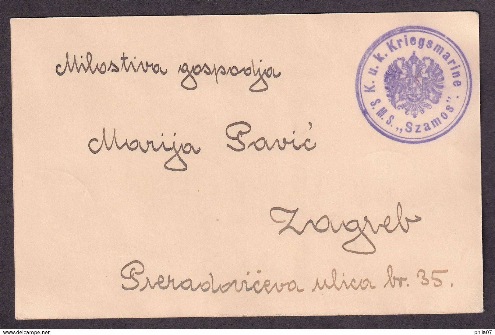 Austria, S.M.S. SZAMOS, Very Nice Cancel On Bosnia And Herzegovina Stationery. - Altri & Non Classificati