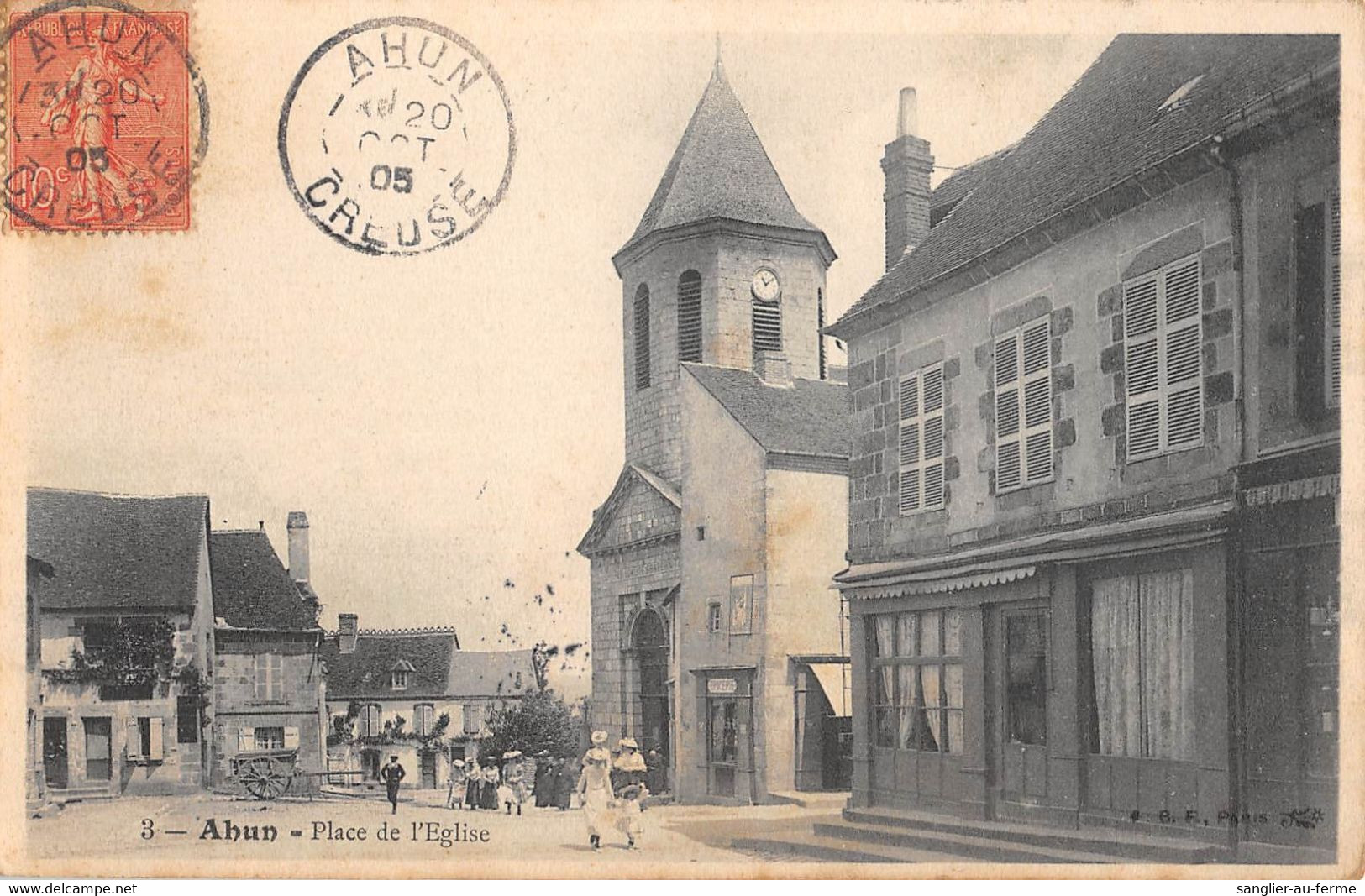 CPA 23 AHUN PLACE DE L'EGLISE - Other & Unclassified