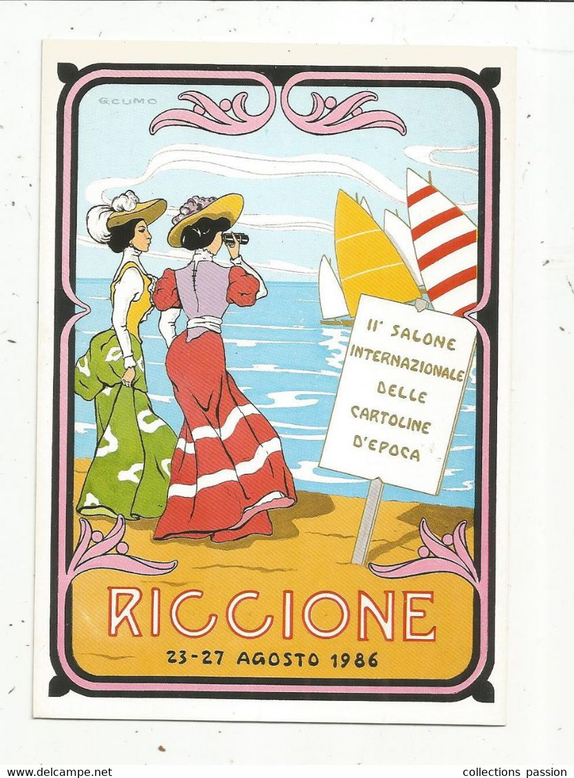 Cp, Bourses & Salons De Collections, II E Salone Internazionale Delle Cartoline D'epoca , Italie,Riccione ,1986 , Vierge - Bourses & Salons De Collections