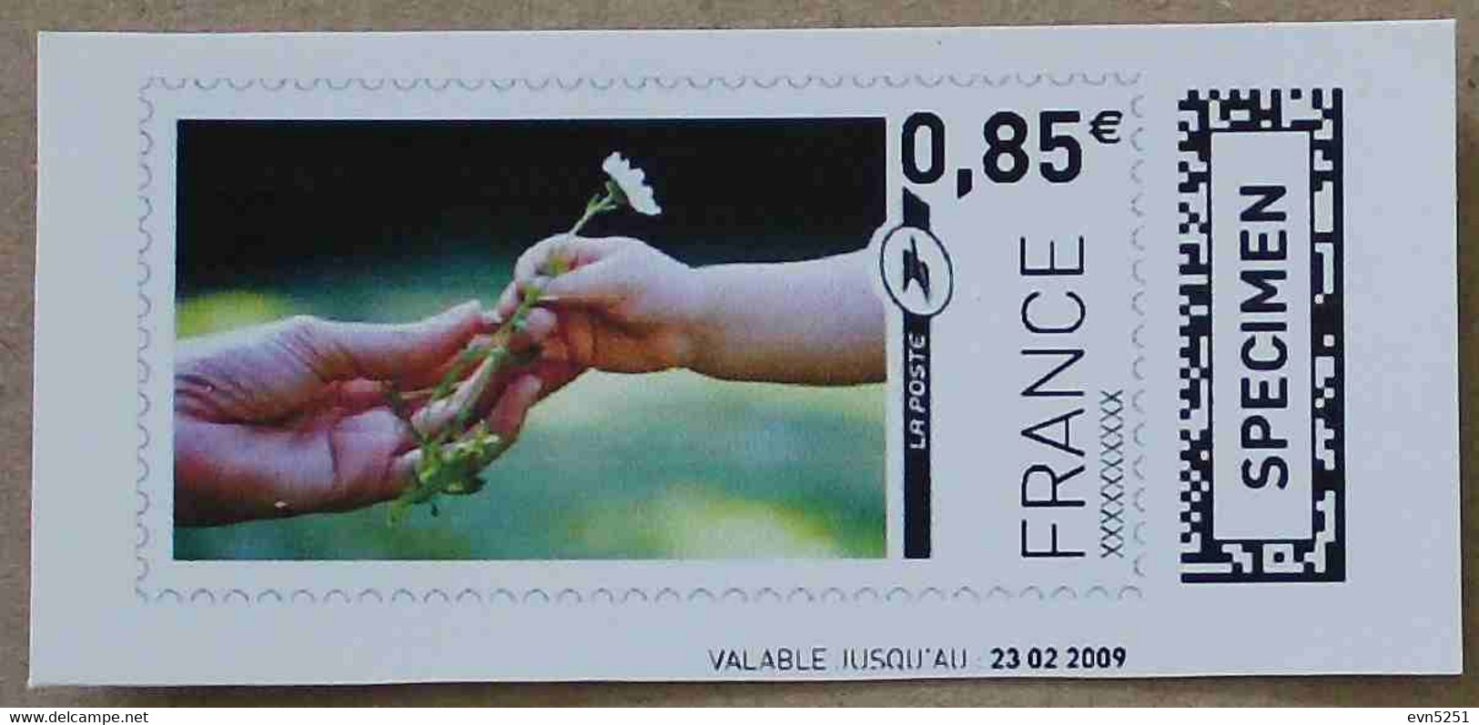 Ti02-02 : SPECIMEN -  Mains, Fleur 7.60 €  +0.85 € (autoadhésifs / Autocollants) - Specimen