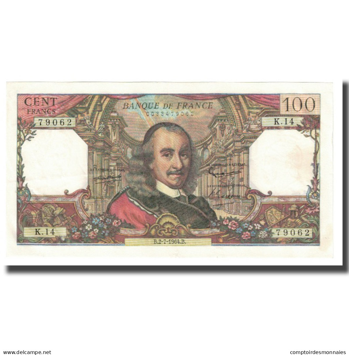 France, 100 Francs, Corneille, 1964, R.Tondu-G.Bouchet-H.Morant, 1964-07-02 - 100 F 1964-1979 ''Corneille''