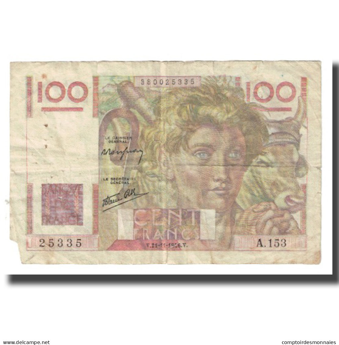 France, 100 Francs, Jeune Paysan, 1946, D AMBRIERES, GARGAM, 1946-11-21, TB - 100 F 1945-1954 ''Jeune Paysan''