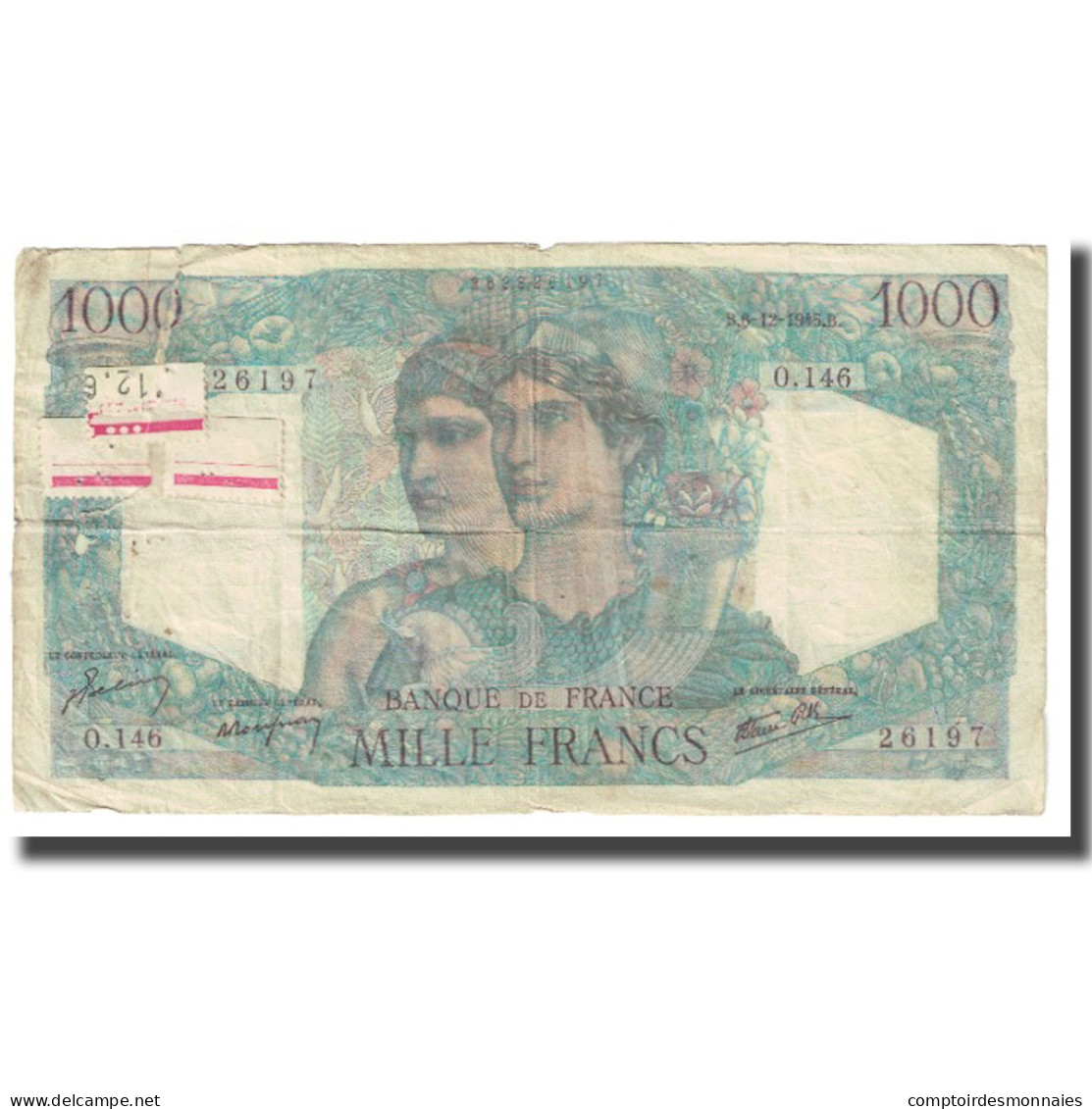 France, 1000 Francs, Minerve Et Hercule, 1945, P. Rousseau And R. Favre-Gilly - 1 000 F 1945-1950 ''Minerve Et Hercule''