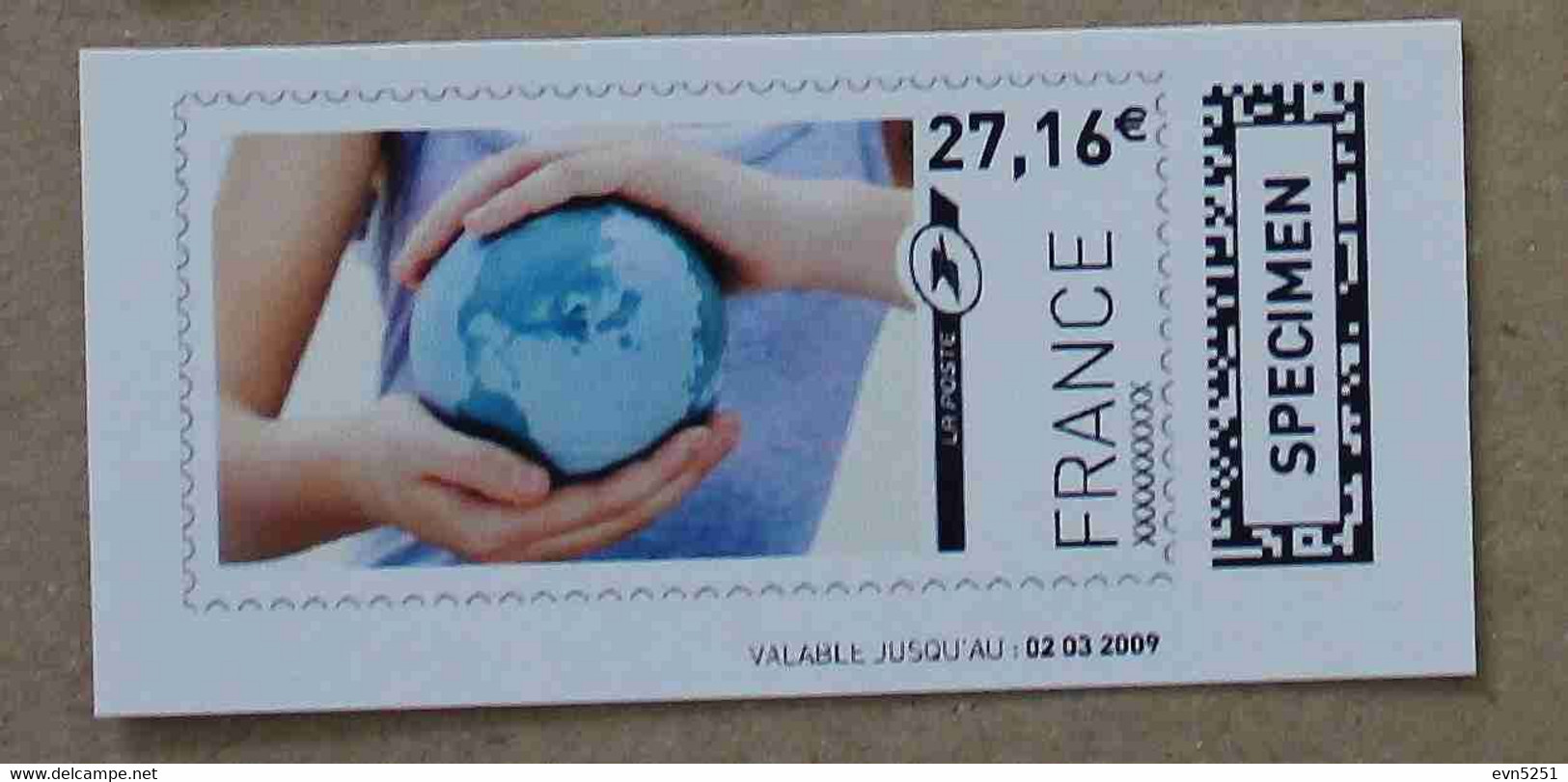 Ti02-02 : SPECIMEN -  Globe Terrestre 1.70 €  + Terre 27.16 € (autoadhésifs / Autocollants) - Specimen