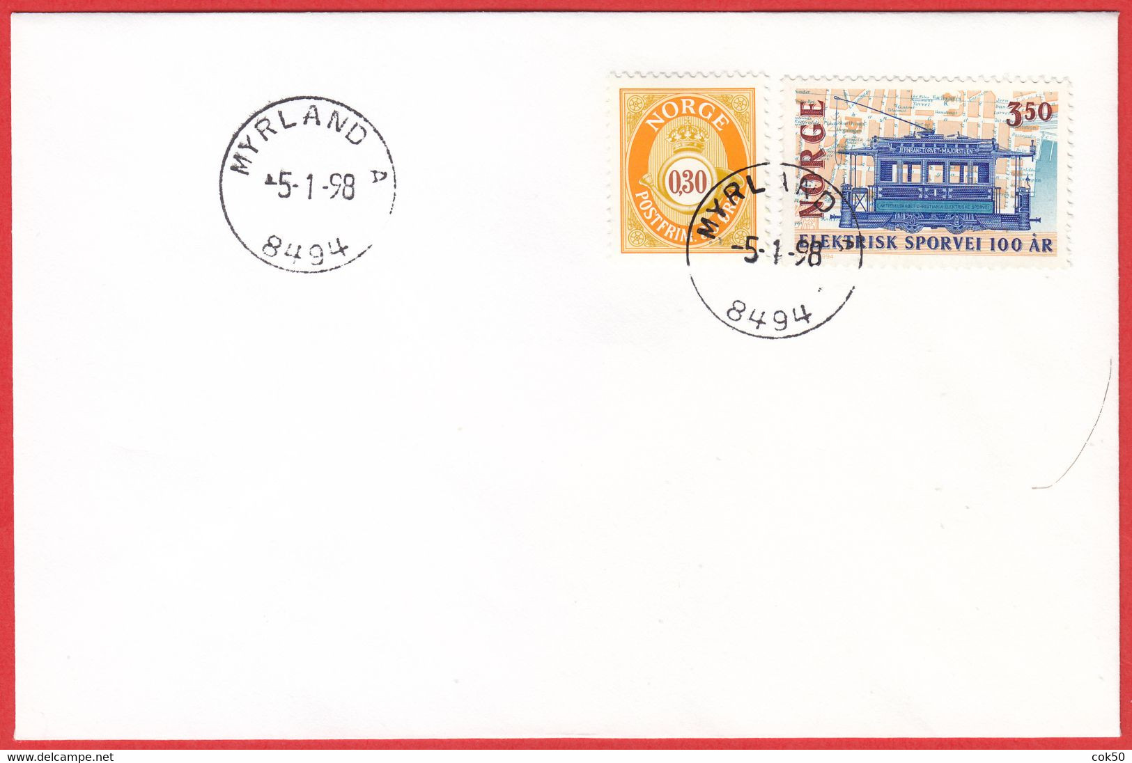 NORWAY -  8494 MYRLAND A (Nordland County) - Last Day/postoffice Closed On 1998.01.05 - Local Post Stamps